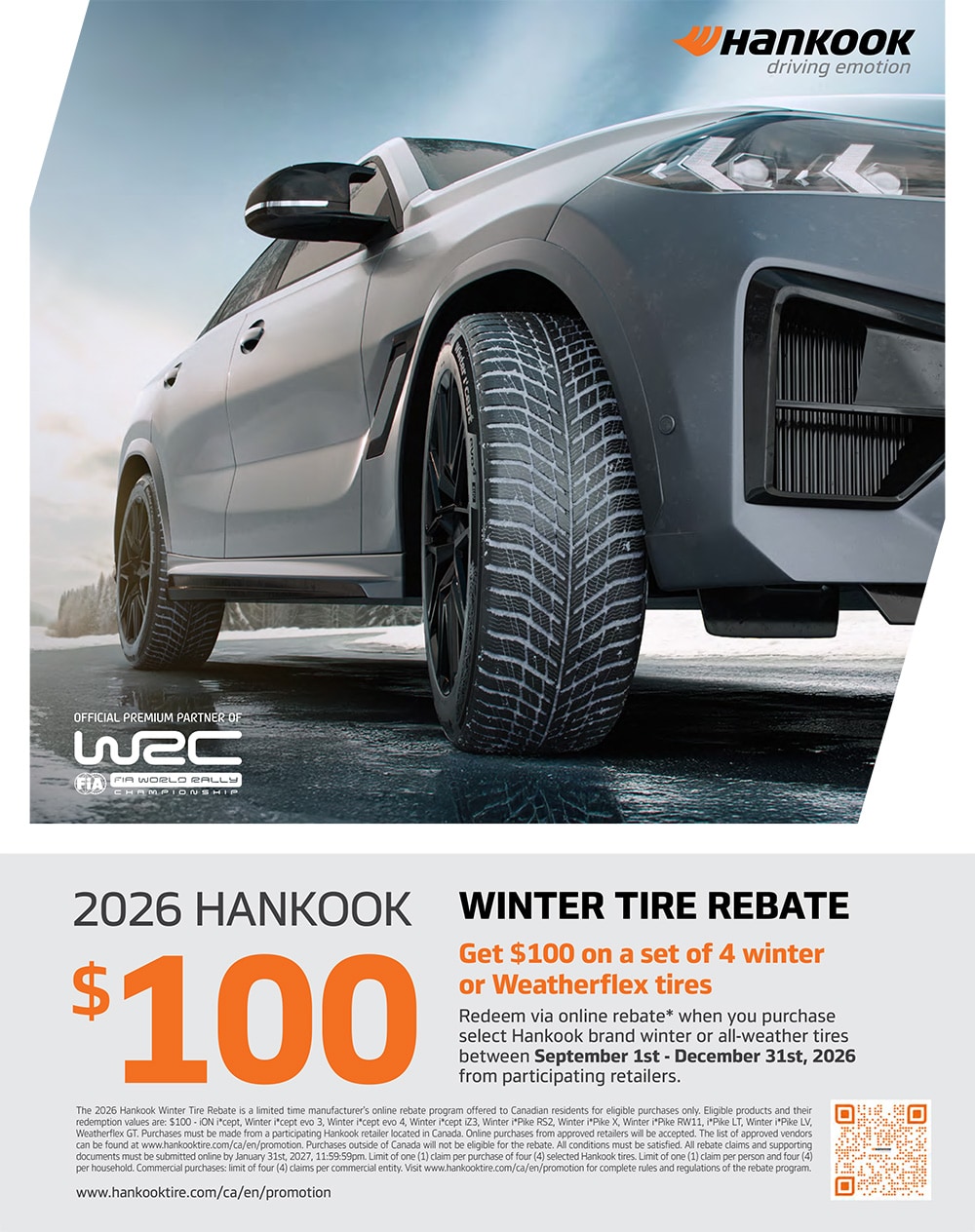 2026 HANKOOK WINTER TIRE REBATE