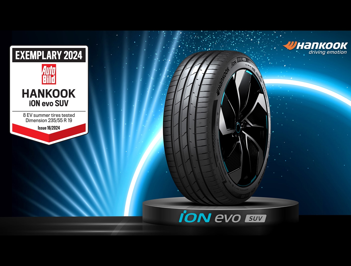 La llanta exclusiva para vehículos eléctricos de Hankook Tire, "iON evo SUV", obtiene la calificación más alta de "Ejemplar" otorgada por la revista automovilística más prestigiosa de Alemania.