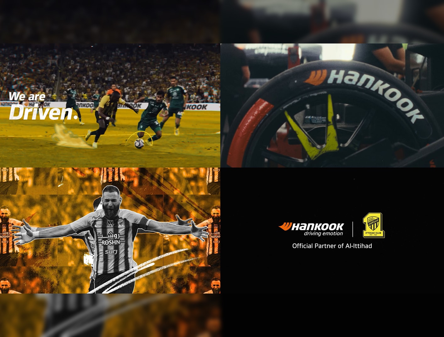 Hankook Tire presenta su film de marca de patrocinio con el club de fútbol Al-Ittihad de la Saudi Pro League.