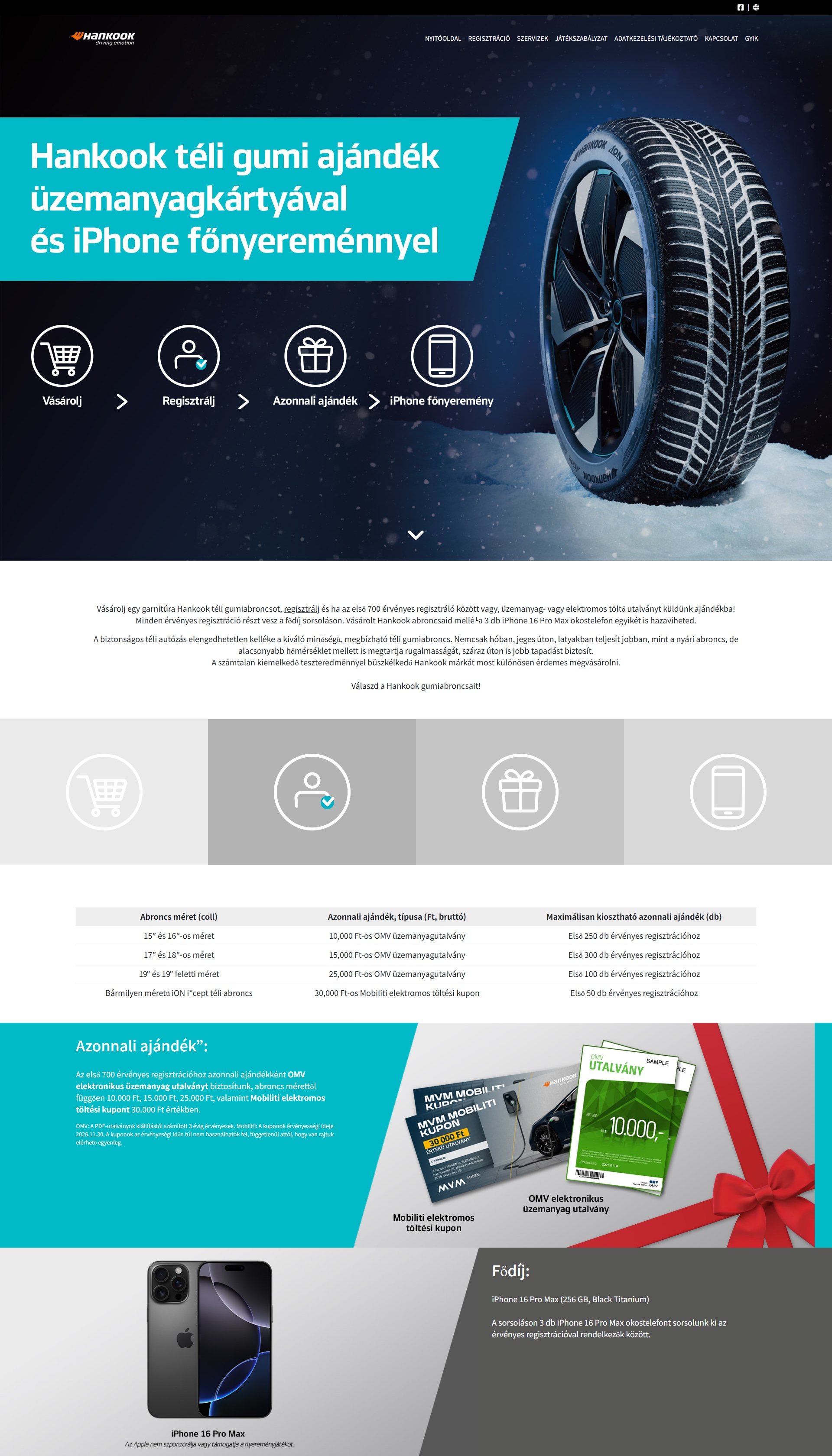 Hankook téli gumi ajándék üzemanyagkártyával és iPhone főnyereménnyel