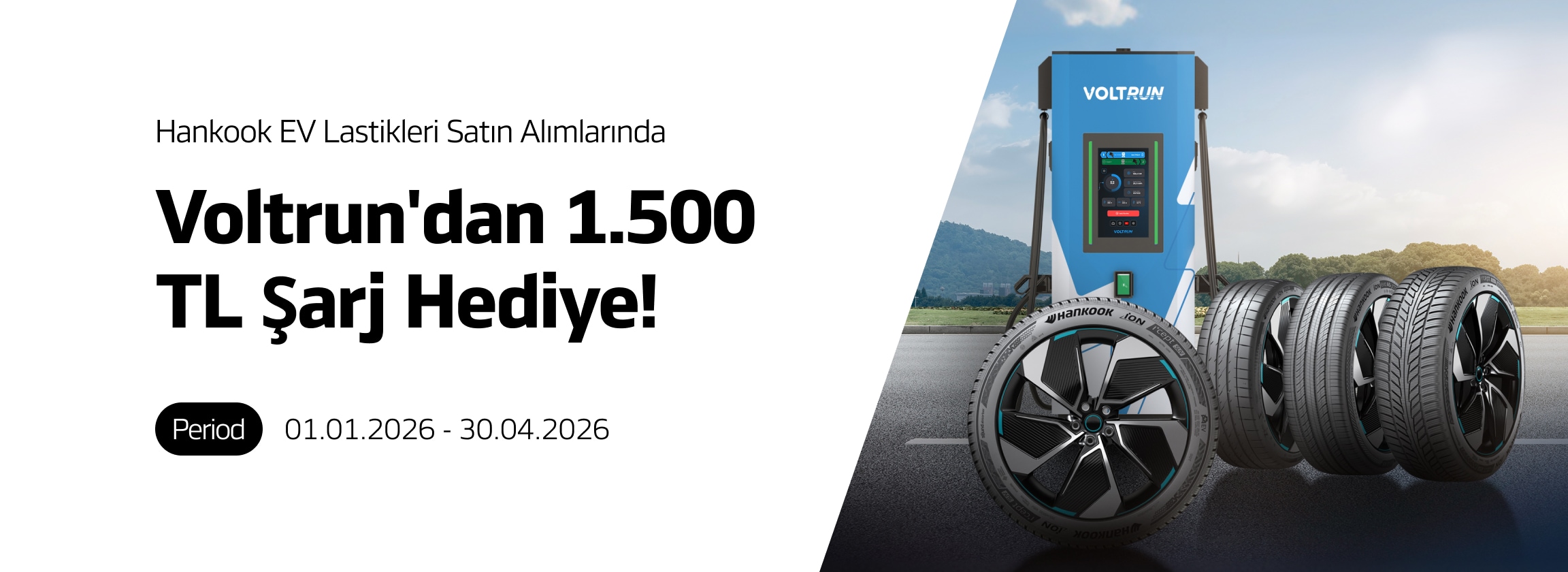 Hankook EV Lastikleri Satın Alımlarında Voltrun'dan 1.500 TL Şarj Hediye!