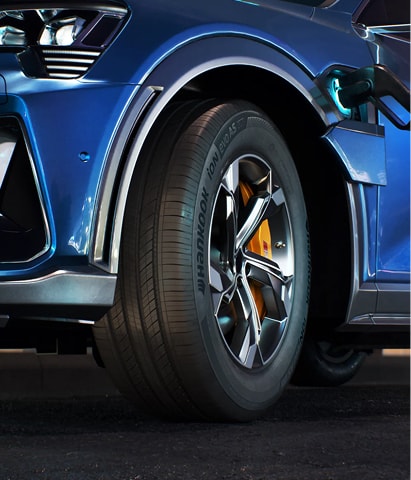 Close-up view of iON evo AS tire and alloy wheel 