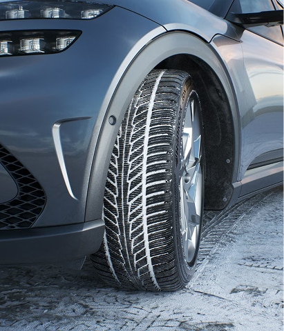 Close-up view of iON icept tire and alloy wheel 